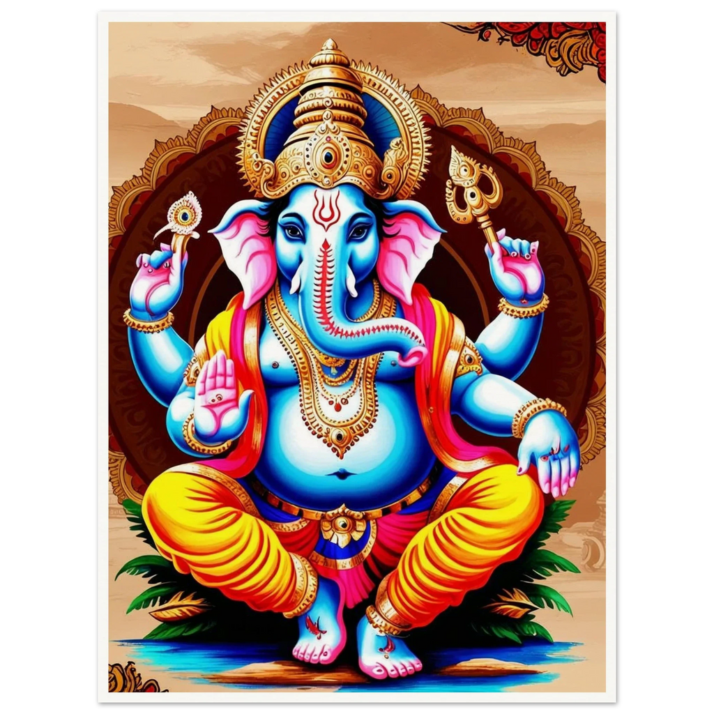 A vibrant colourful Lord Ganesha art print and canvas 