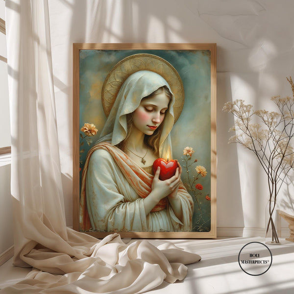 Flame of the Sacred Heart Print | Christian Art Wall Decor (Digital Download)