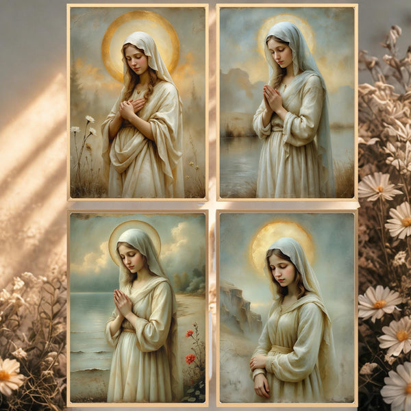 Mary in Sacred Nature Art Bundle | Christian Art Wall Decor (Digital Download)