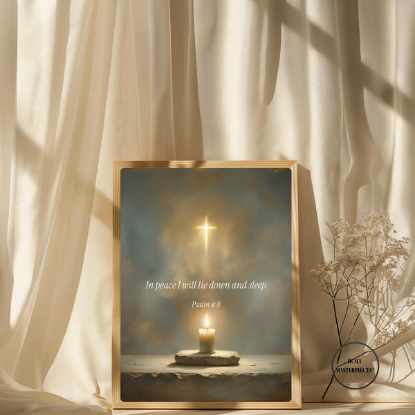 In Peace I Will Lie Down Psalm 4:8 Print Christian Art Wall (Digital Download)