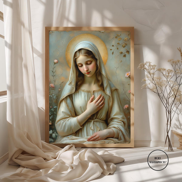 Garden Madonna Print | Virgin Mary Wall Decor (Digital Download)