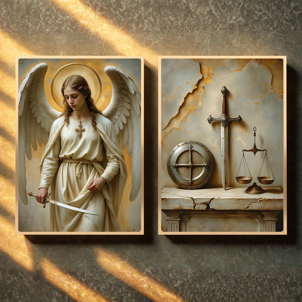 Saint Michael & Sacred Symbols Art Bundle | Christian Art Wall Decor (Digital Download)