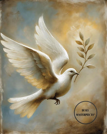 Dove with Olive Branch Print | Christian Art Wall Decor (Digital Download)