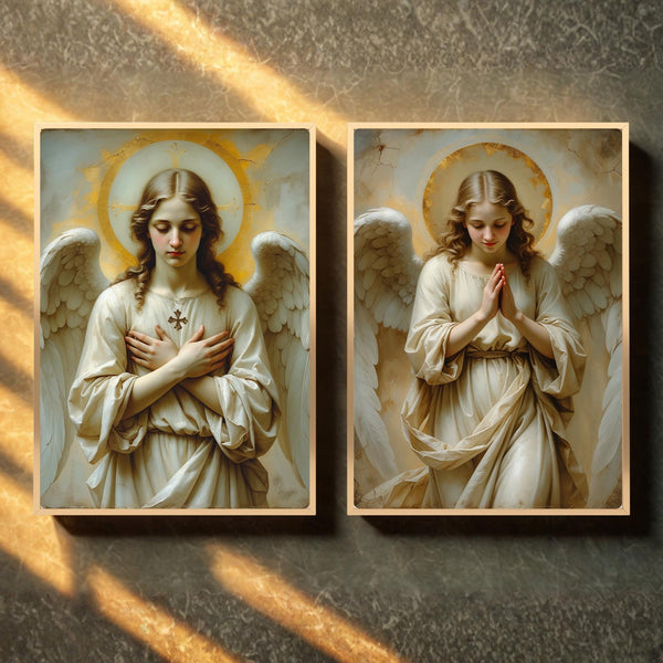 Angel of Peace & Guardian Angel Bundle | Christian Art Wall Decor (Digital Download)