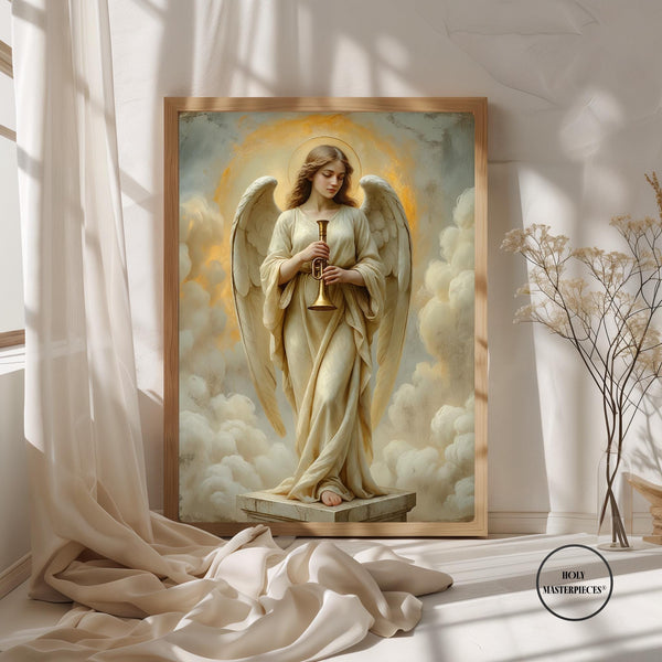 Angel with Trumpet Print | Christian Art Wall Decor (Digital Download)